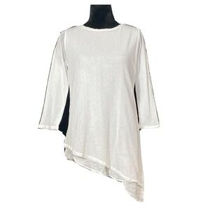 Cut Loose USA Asymmetric Tunic XS White Top Mesh Tier 3/4 Sl Lined Pullover NICE